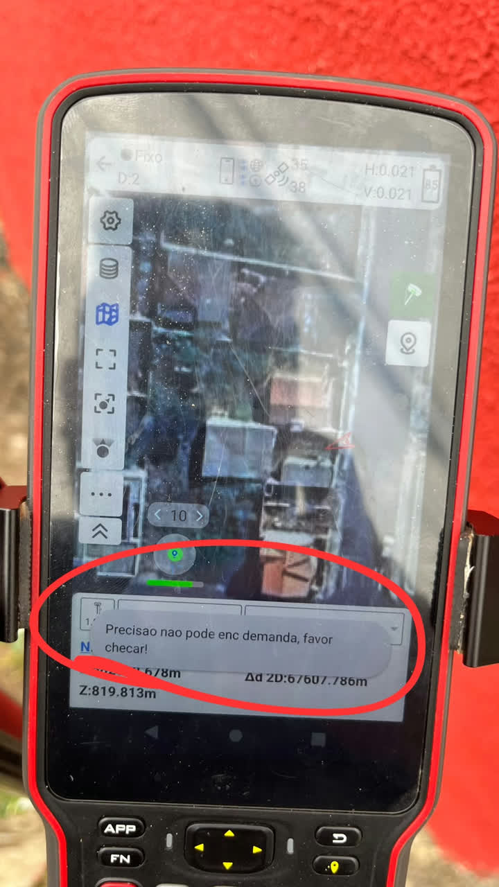 Aviso de precisão na coletora, destacado no vídeo do Rafael